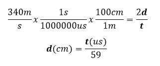Ecuación para calcular la distancia, hc-sr04